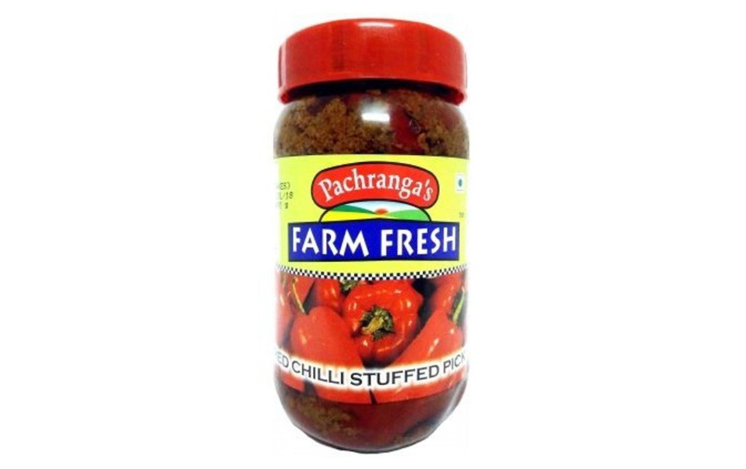 Pachranga's farm Fresh Red Chilli Stuffed Pickle    Plastic Jar  400 grams